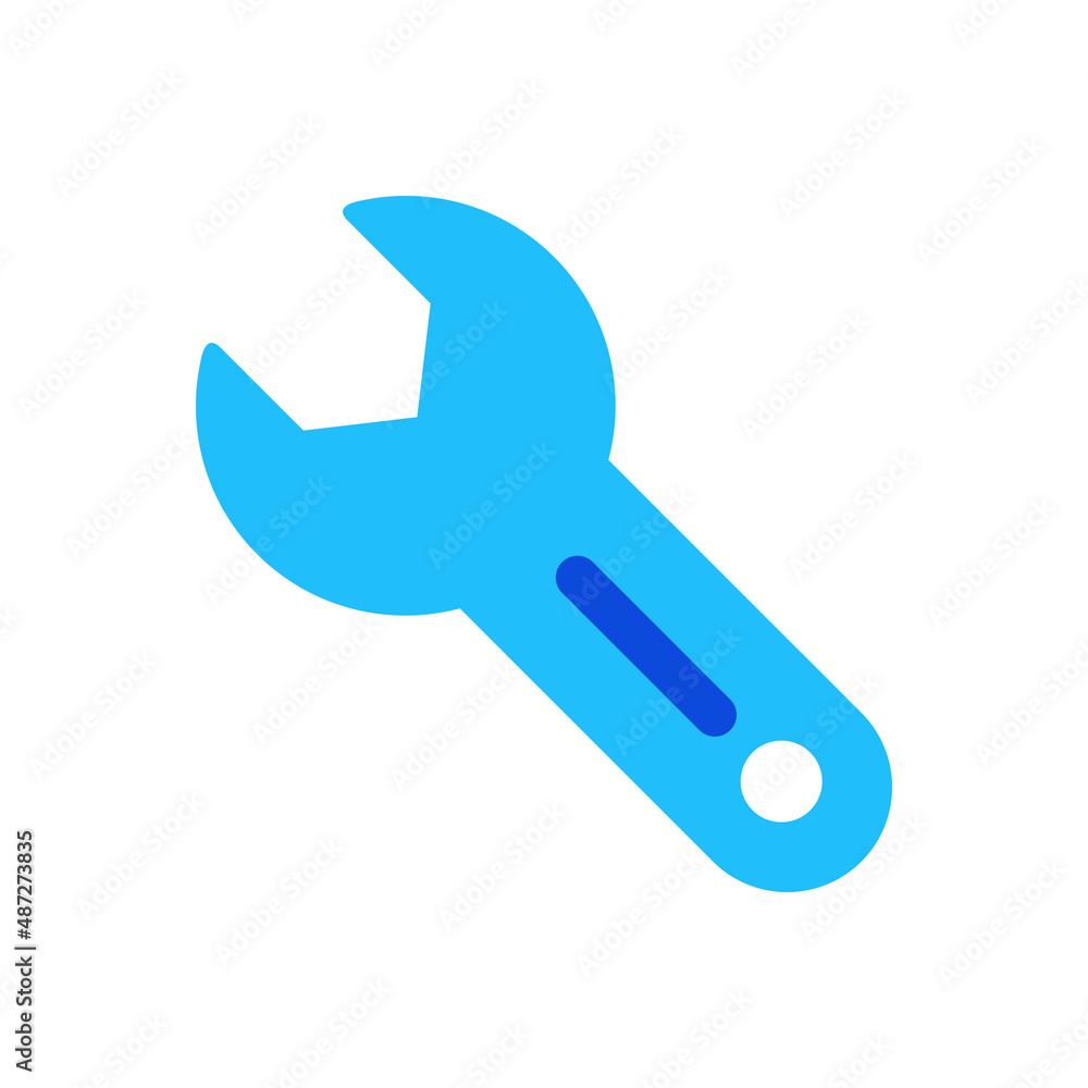 Wrench spanner icon vector graphic illustration in blue Wrench spanner icon vector graphic illustration in blue