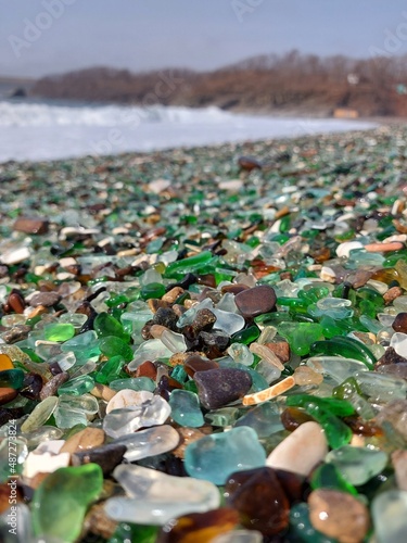 Watercolor glass beach in Vladivostok 