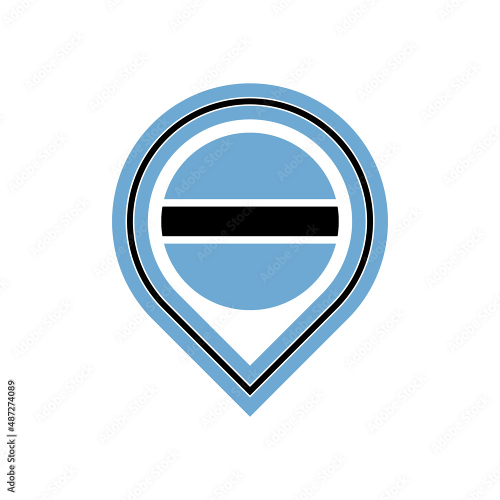 botswana flag map pin icon. isolated on white background botswana flag map pin icon. isolated on white background