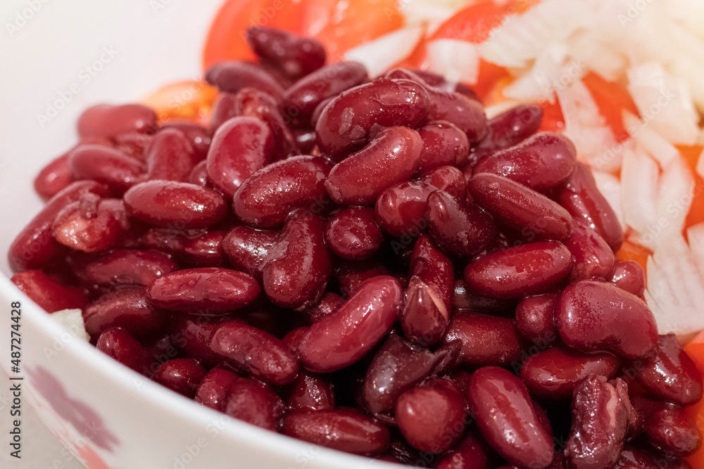 Canned beans. Ingredient for cooking. Close-up Canned beans. Ingredient for cooking. Close-up