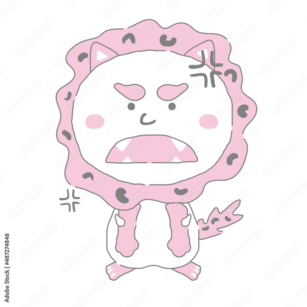 怒る沖縄のシーサー シンプルカラー イラスト素材 怒る沖縄のシーサー シンプルカラー イラスト素材