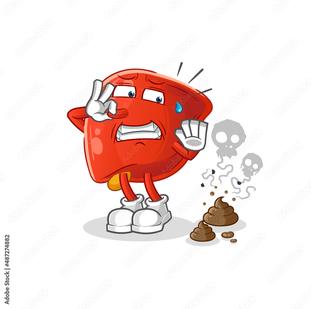 liver with stinky waste illustration. character vector