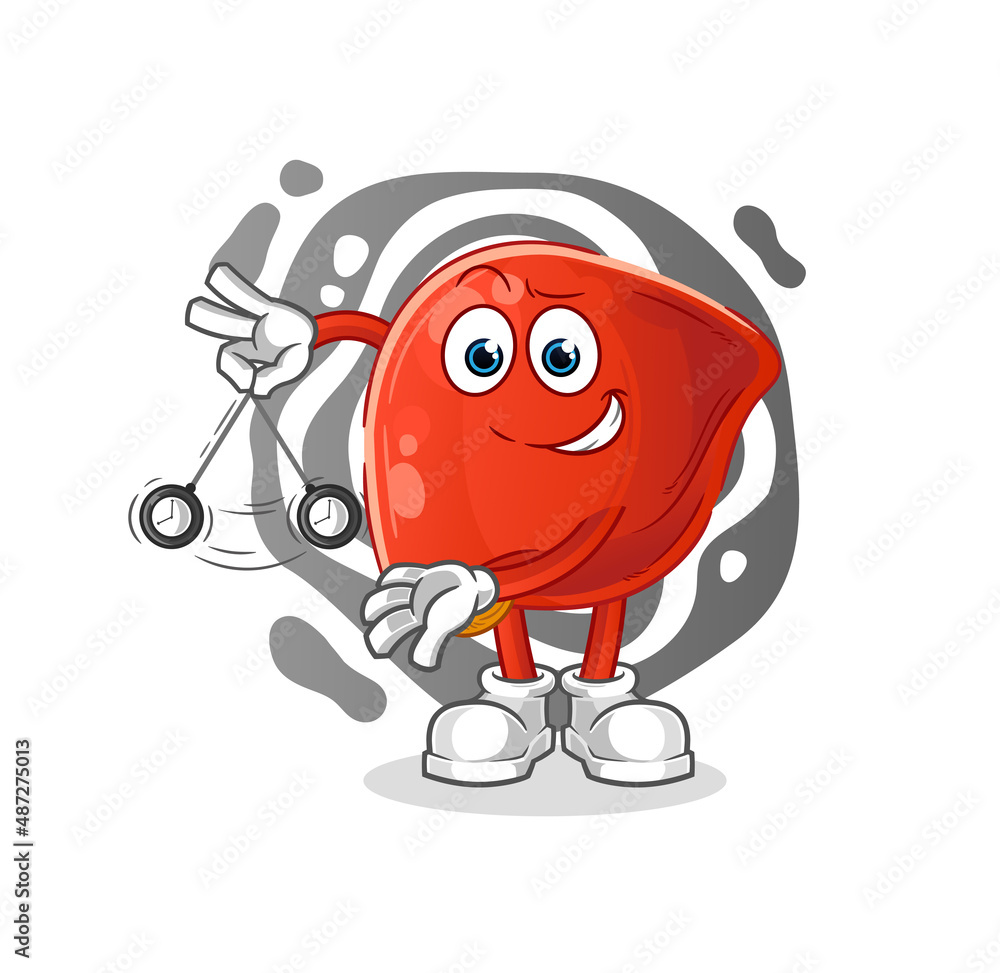 Obraz premium liver hypnotizing cartoon. cartoon mascot vector