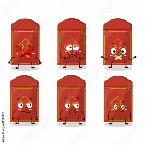 Red packets chinese cartoon character with nope expression