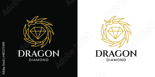 Dragon Diamond Logo Monoline Style