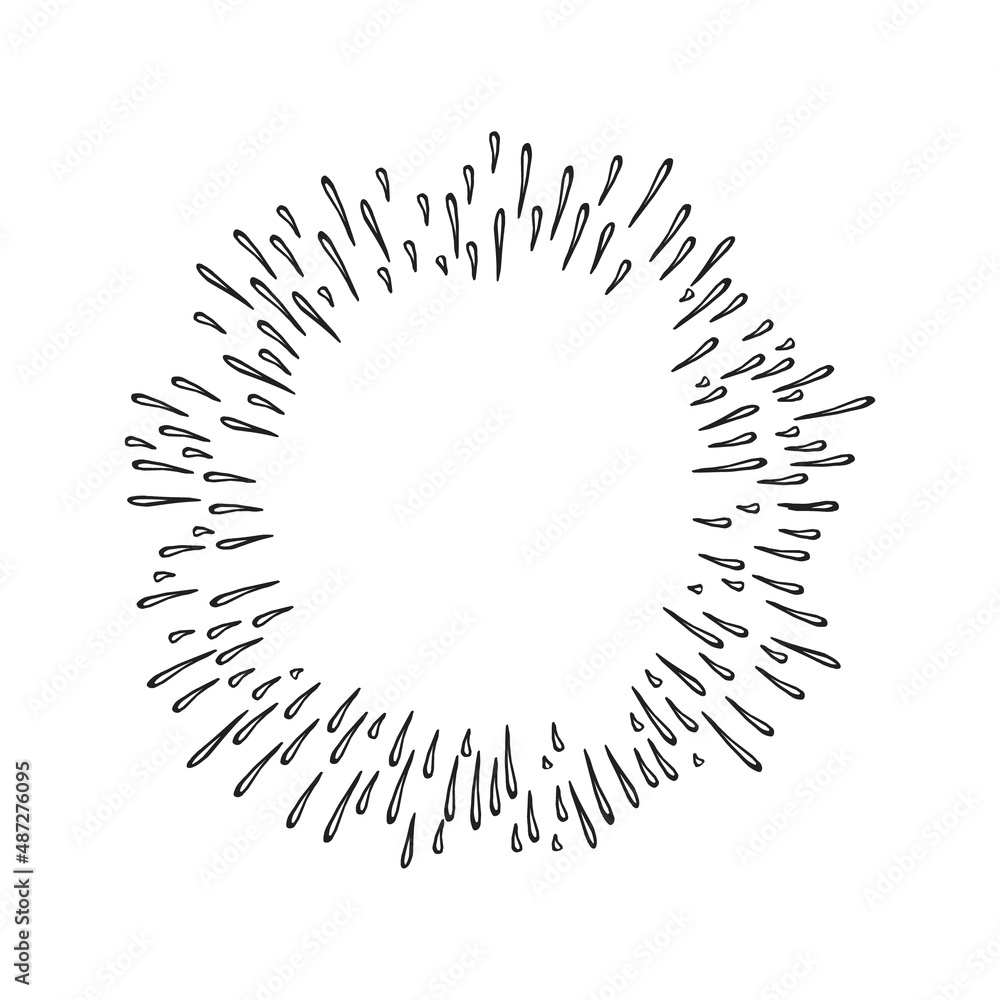 Hand drawn starburst doodle explosion vector illustration isolated on white background. Retro vintage design sun rays or fireworks radial elements of shine hipster arts. Hand drawn starburst doodle explosion vector illustration isolated on white background. Retro vintage design sun rays or fireworks radial elements of shine hipster arts.