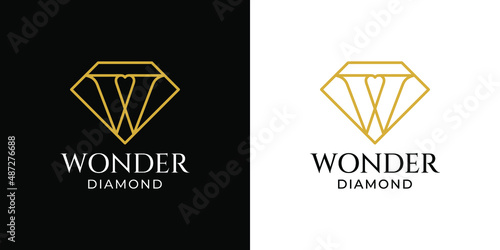 Wonder Diamond Logo Initials W Monoline Style