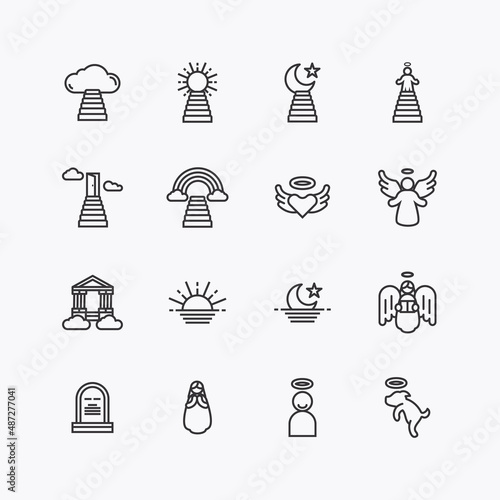 Bundle of heaven flat line icons collection. simple  design vector