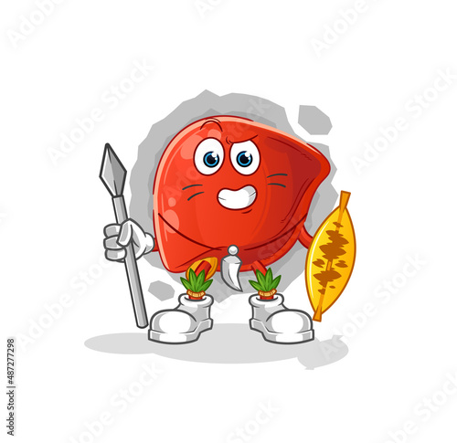 liver african tribal fighter mascot. cartoon vector