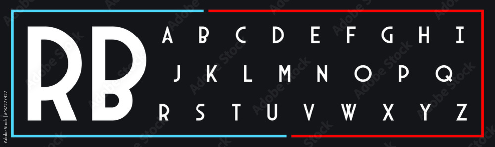 RB modern tech minimal luxury abstract alphabet fonts. Typography ...