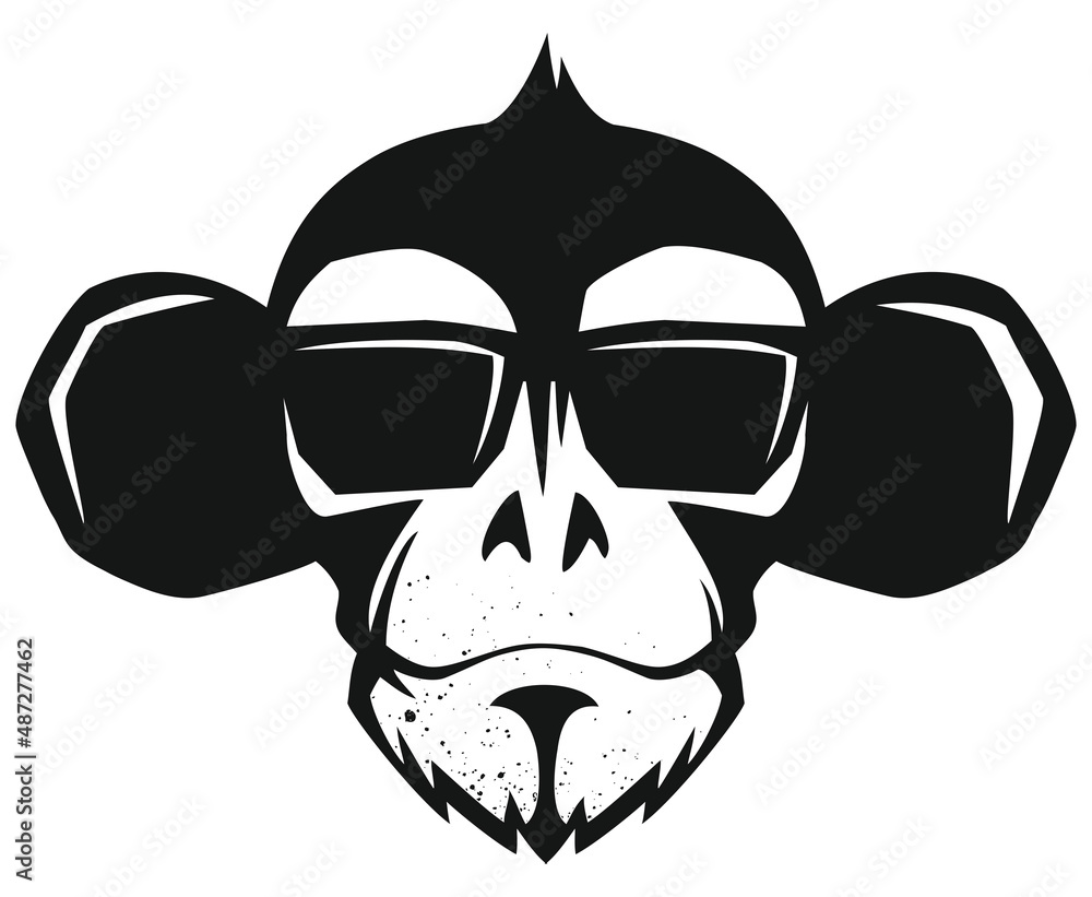 Cartoon style monkey character with sunglasses, isolated on white background. Cartoon style monkey character with sunglasses, isolated on white background.