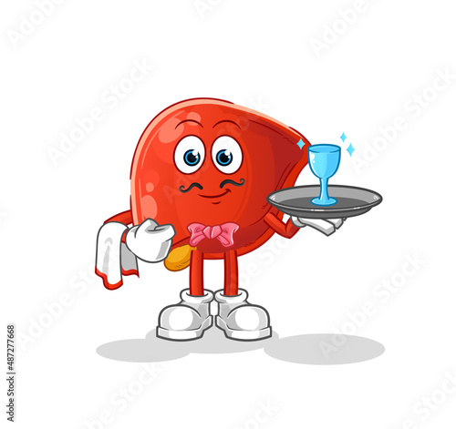 liver waiter cartoon. cartoon mascot vector