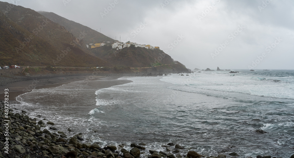 Panoramic view of Playa de Almaciga in the north of Tenerife. Canary Islands. Spain. Panoramic view of Playa de Almaciga in the north of Tenerife. Canary Islands. Spain.