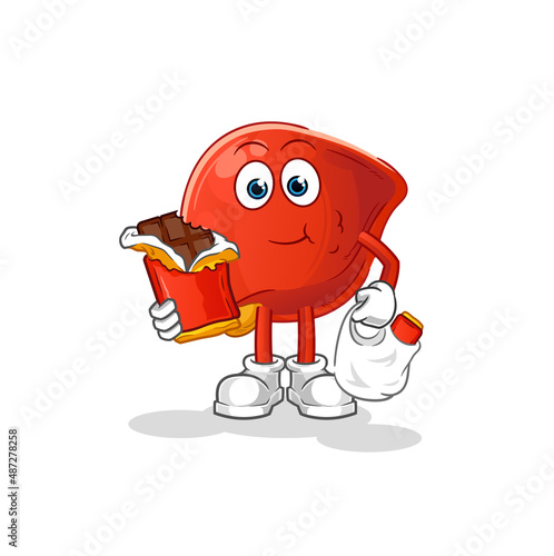 liver eat chocolate mascot. cartoon vector