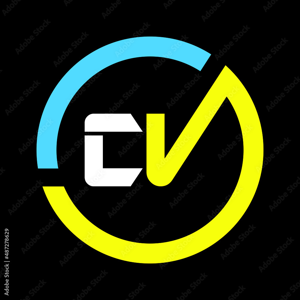 CV letter logo design on black background Initial Monogram Letter CV ...