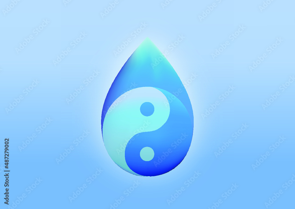 Ying Yang symbol in a drop of water vector pattern Ying Yang symbol in a drop of water vector pattern