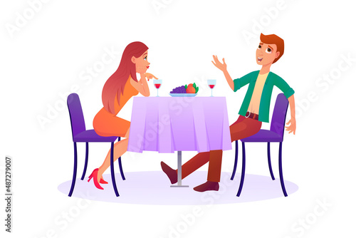 Couple in love on romantic date in restaurant cafe