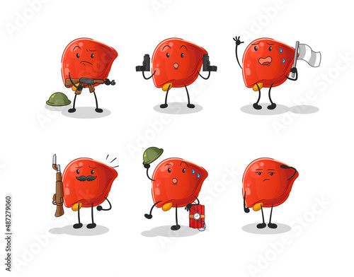 liver troops character. cartoon mascot vector