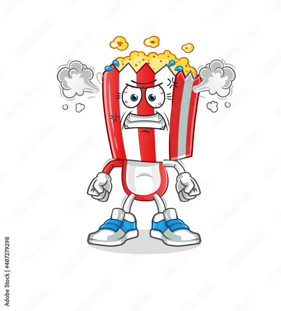 popcorn head cartoon very angry mascot. cartoon vector