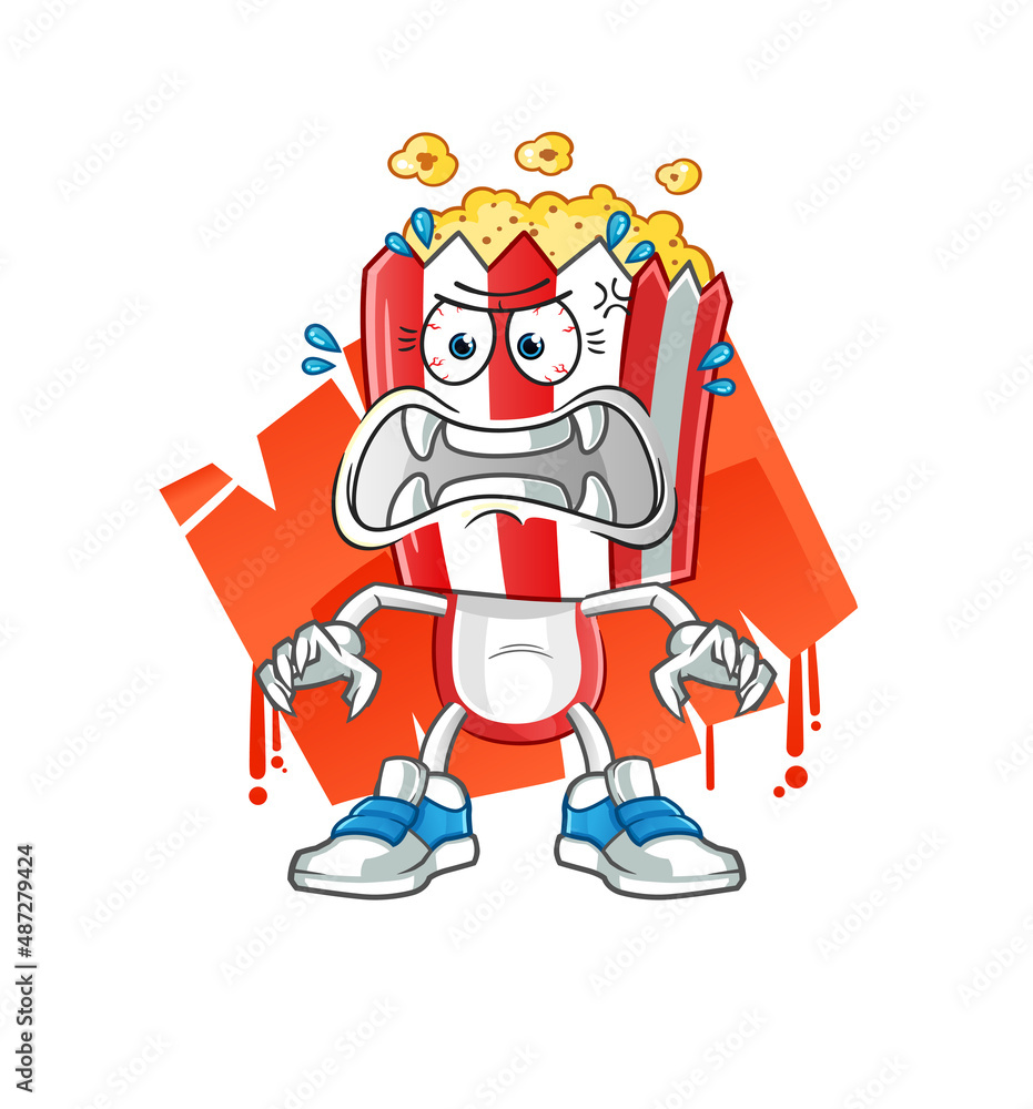 popcorn head cartoon monster vector. cartoon character popcorn head cartoon monster vector. cartoon character