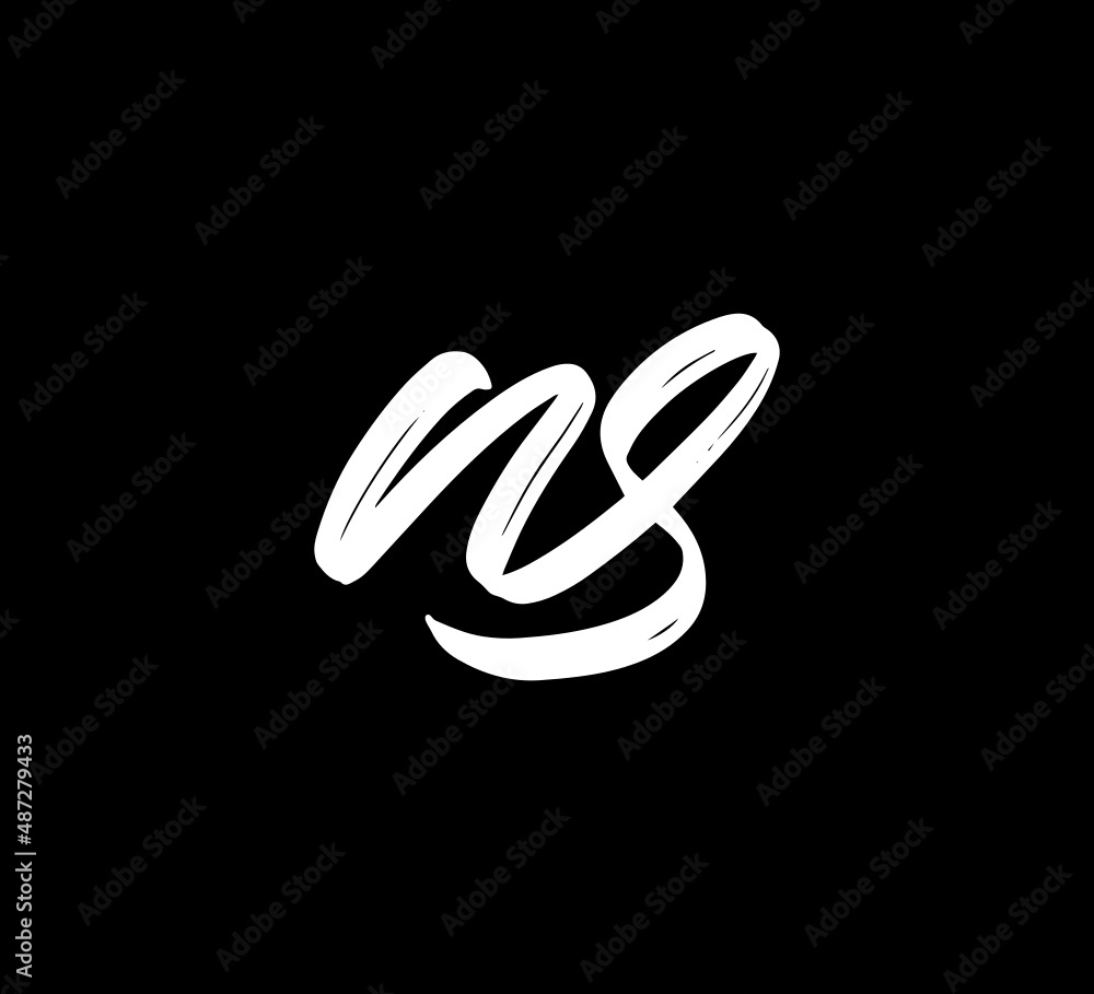 White Vector Letters Logo Brush Handlettering Calligraphy Style In