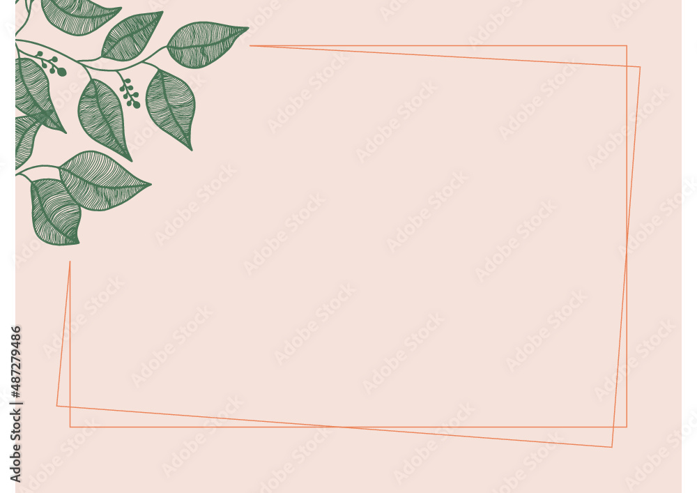 Floral frame borders design background with hand-drawn foliage line art, leaves elements decoration. Vector illustration for wedding invitation, greeting card, certificate and much more 