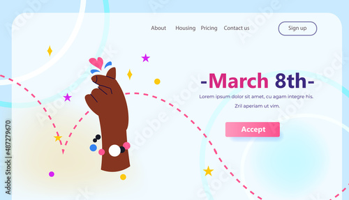 female hand with bracelet international happy womens day celebration concept 8th march greeting card horizontal