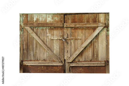 old wooden gate isolated on white background