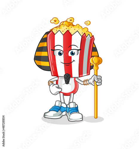 popcorn head cartoon ancient egypt. cartoon mascot vector