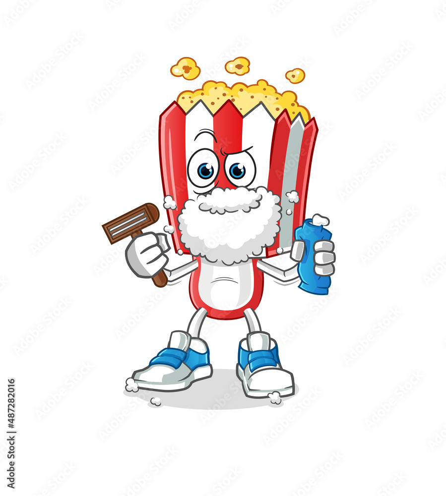 popcorn head cartoon shave facial hair vector. cartoon character