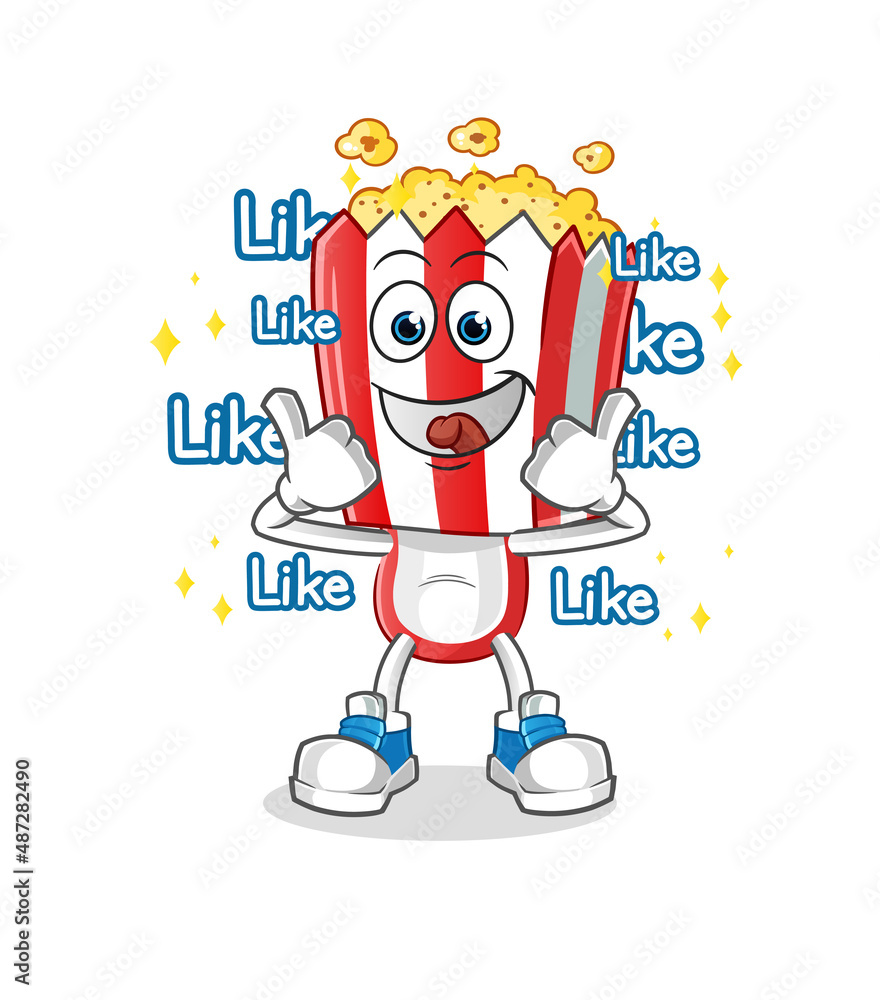 popcorn head cartoon give lots of likes. cartoon vector