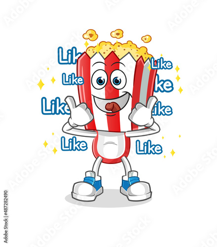 popcorn head cartoon give lots of likes. cartoon vector © dataimasu