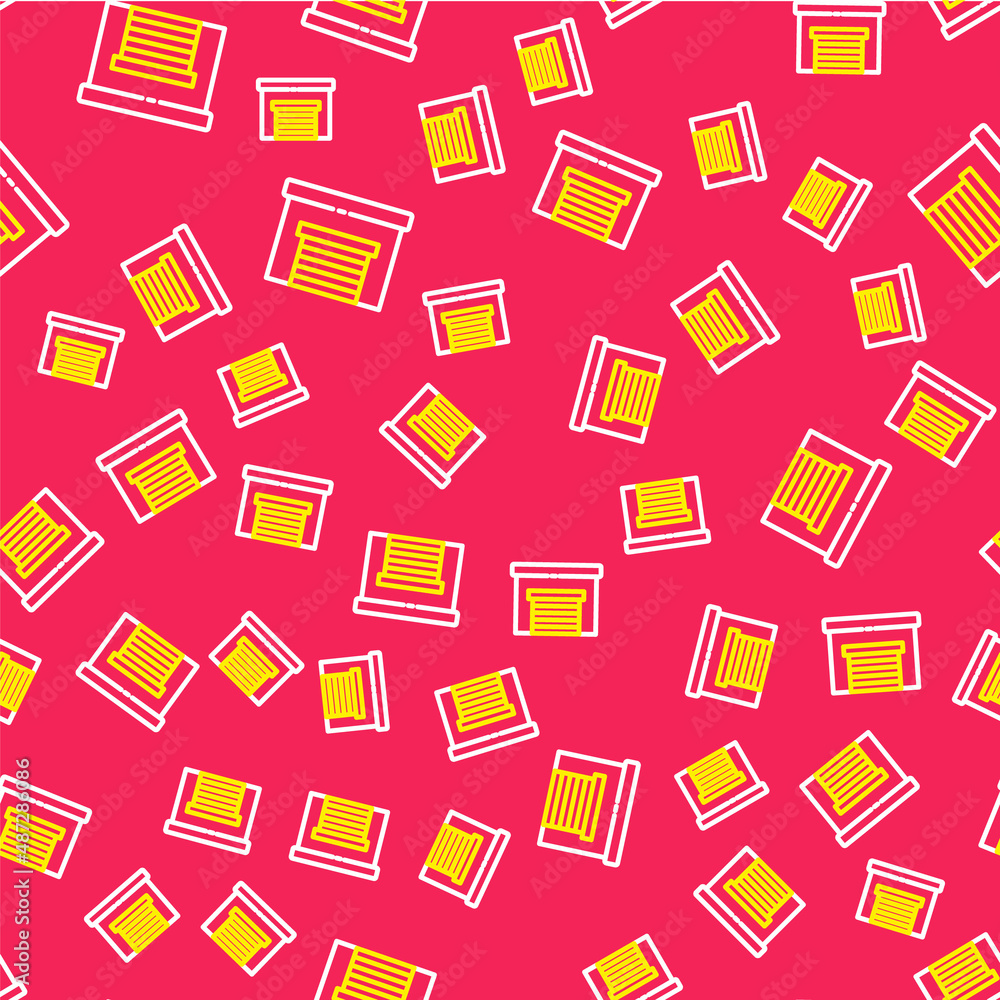 Line Garage icon isolated seamless pattern on red background. Vector Line Garage icon isolated seamless pattern on red background. Vector