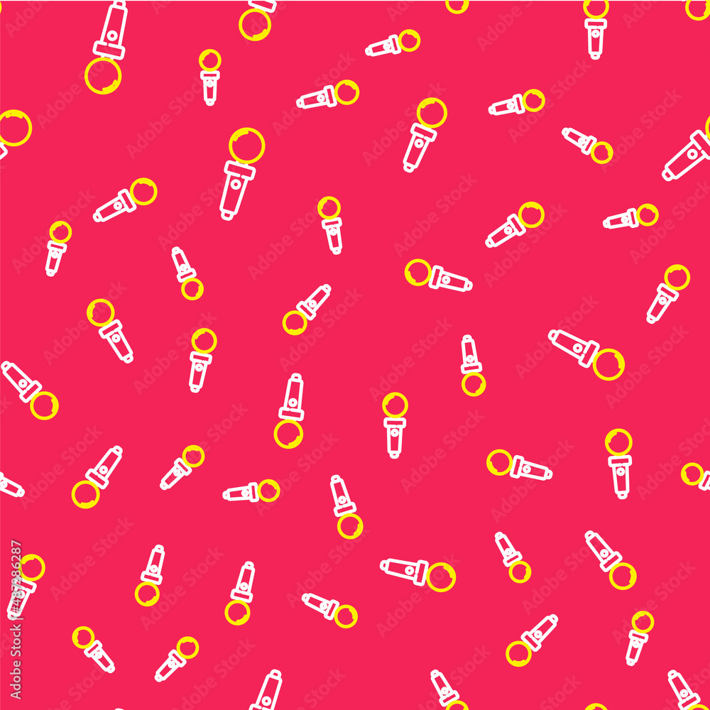 Line Joystick for arcade machine icon isolated seamless pattern on red background. Joystick gamepad. Vector Line Joystick for arcade machine icon isolated seamless pattern on red background. Joystick gamepad. Vector