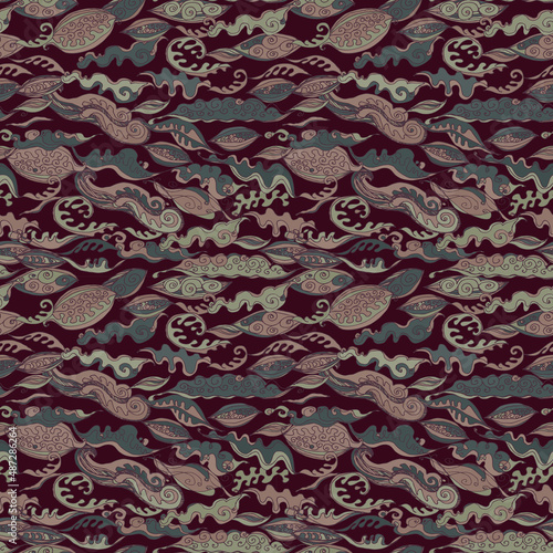 Seamless pattern abstract leaves. nature scandinavian style background. Nursery decor trend of the season brown auburn Umber Henna Burnt Ochre Rust. Can be used for Gift wrap fabric wallpapers. Vector