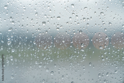 Raindrops on glass Windows on a rainy day