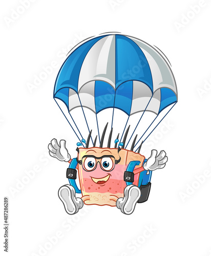 skin structure skydiving character. cartoon mascot vector