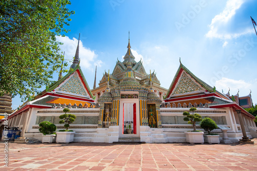Wat Pho is Royal monastery  it is a temple pagoda most in Thailand. Wat Pho temple is a popular tourist attractions. The temple is beautiful and another landmark of Bangkok.