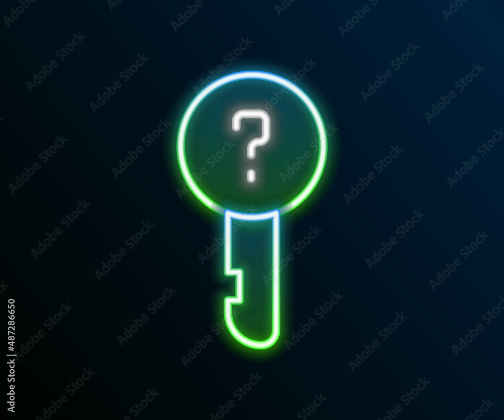 Glowing neon line Undefined key icon isolated on black background. Colorful outline concept. Vector Glowing neon line Undefined key icon isolated on black background. Colorful outline concept. Vector