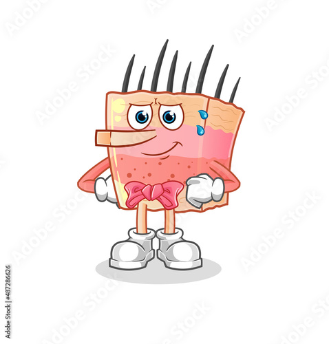 skin structure lie like Pinocchio character. cartoon mascot vector