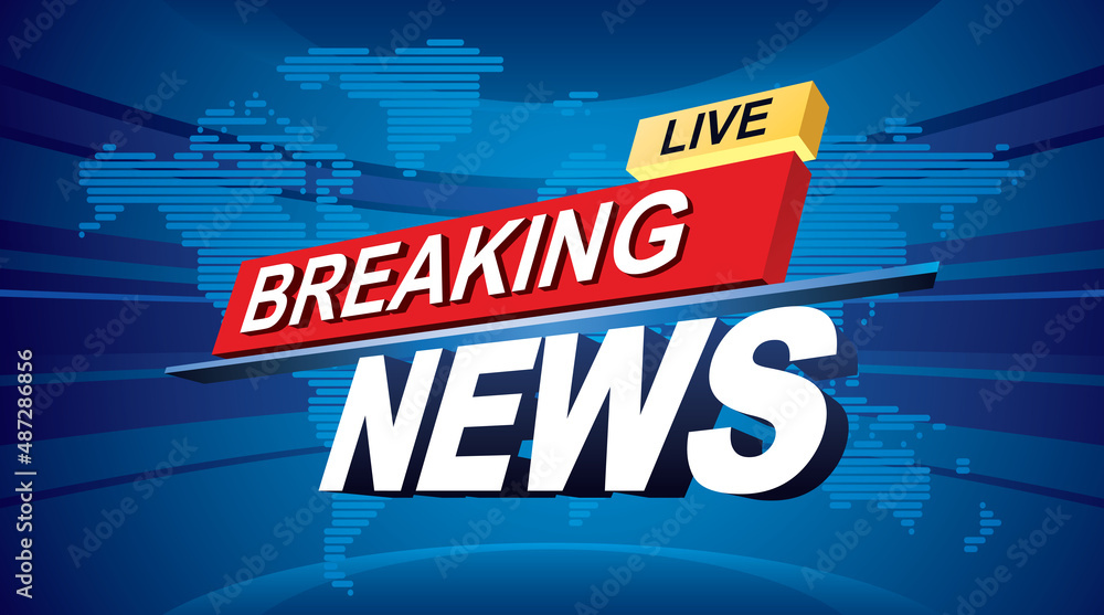 Breaking news with world map background. Vector - obrazy, fototapety, plakaty 