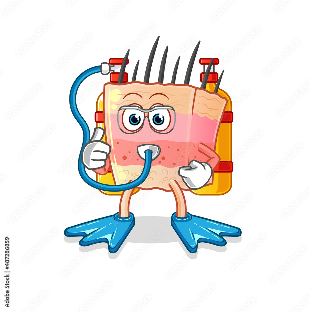 skin structure diver cartoon. cartoon mascot vector