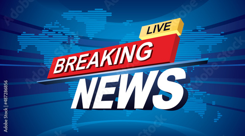 Breaking news with world map background. Vector