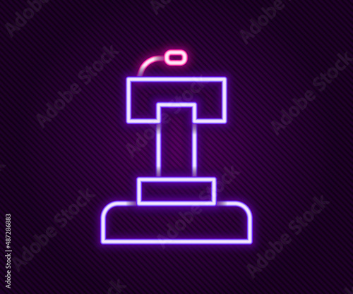 Glowing neon line Stage stand or debate podium rostrum icon isolated on black background. Conference speech tribune. Colorful outline concept. Vector