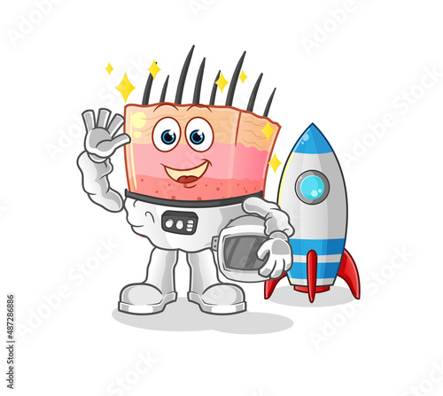 skin structure astronaut waving character. cartoon mascot vector