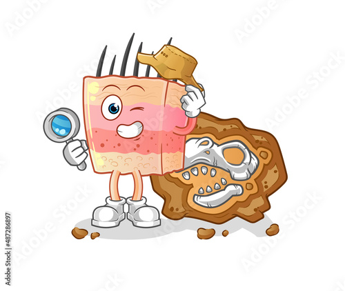 skin structure archaeologists with fossils mascot. cartoon vector
