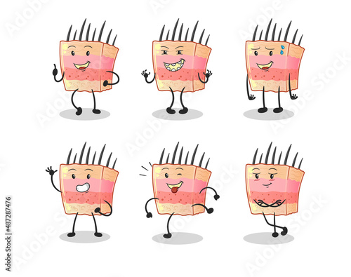 skin structure happy set character. cartoon mascot vector
