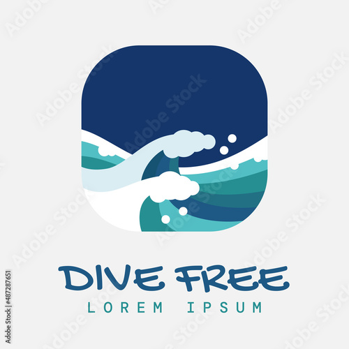 Wave logo brand concept design.Symbol ocean sea waves for business identity.