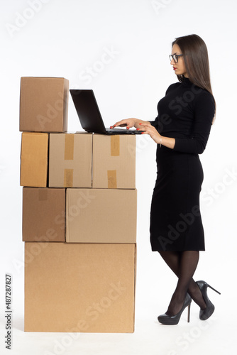 Woman with laptop. Woman bu...