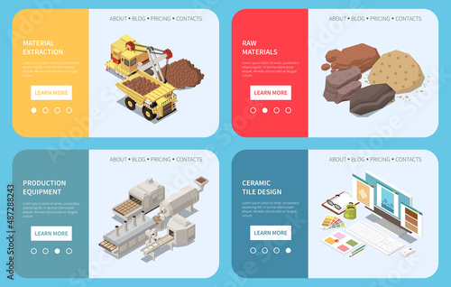 Ceramic Tile Production Isometric Concept